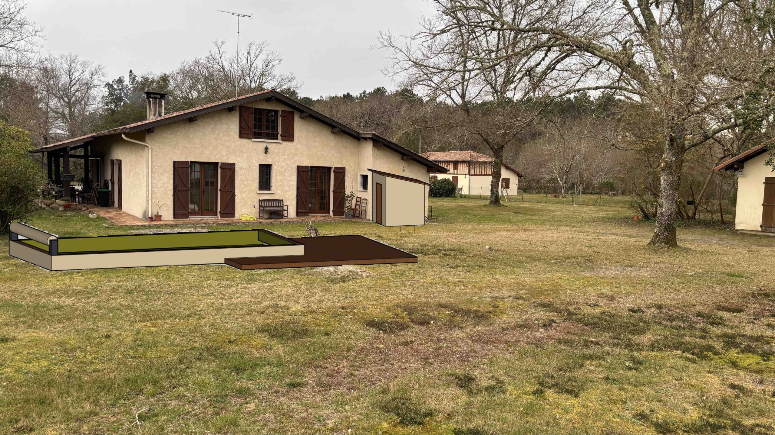 Piscine insérée dans son environnement — Messanges Landes — autorisation obtenue Urbalandes