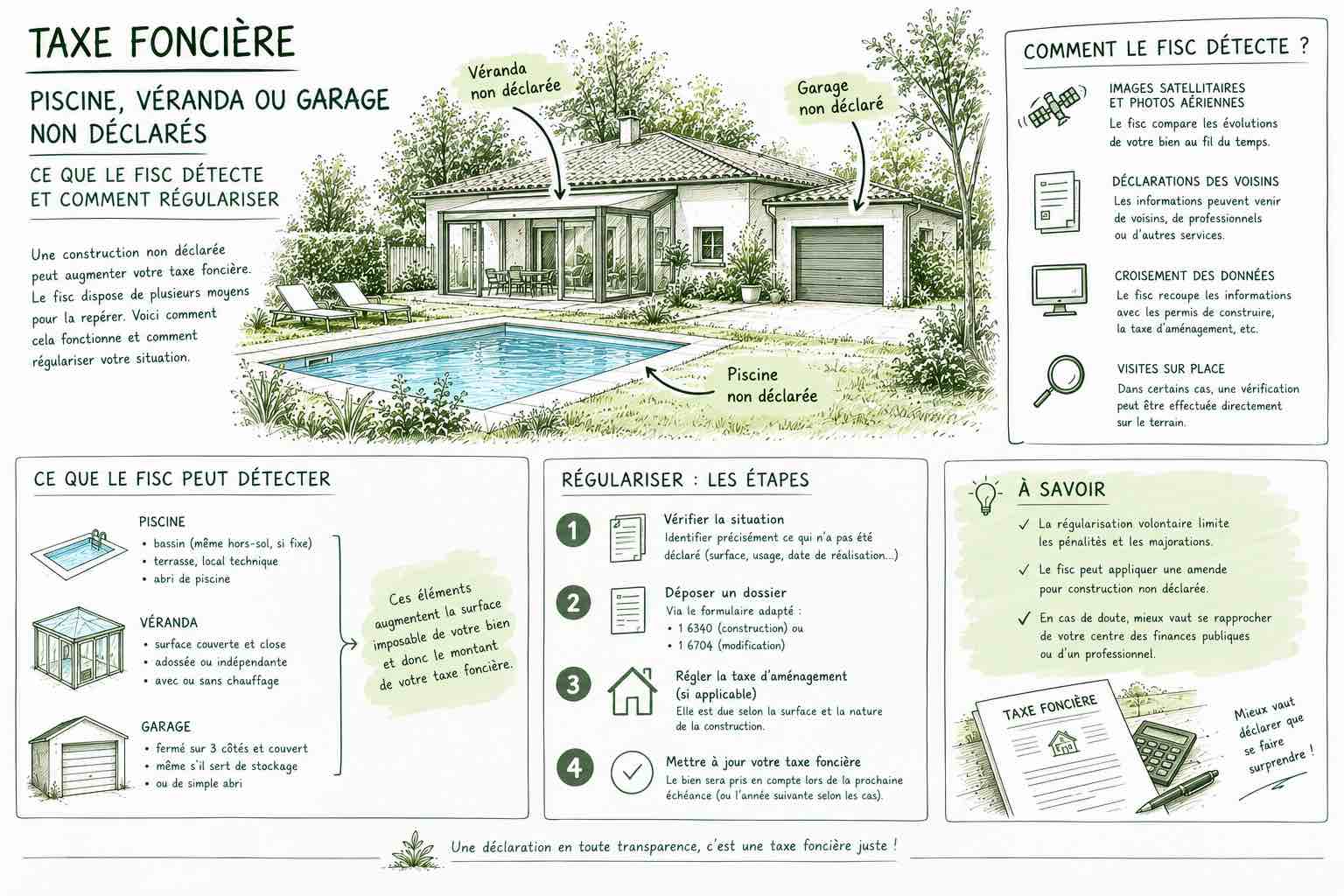 Construction non déclarée - piscine, véranda, garage à régulariser dans les Landes - Urbalandes